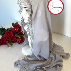 Gelincimherşey Makine İşi İğne Oyalı Şal Mevlüt Örtüsü - GRİ