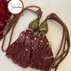 Gelincimherşey Fon Perde İçin Kol Bağı Püsküllü 2’li Braçol - Bordo-Bej