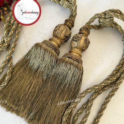 Gelincimherşey Fon Perde İçin Kol Bağı Püsküllü 2’li Braçol - Haki-Krem