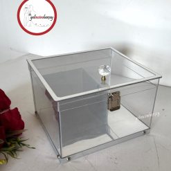 Gelincimherşey Kristal Kulplu Şeffaf Dekoratif Çeyiz Sunum Kutusu - GÜMÜŞ