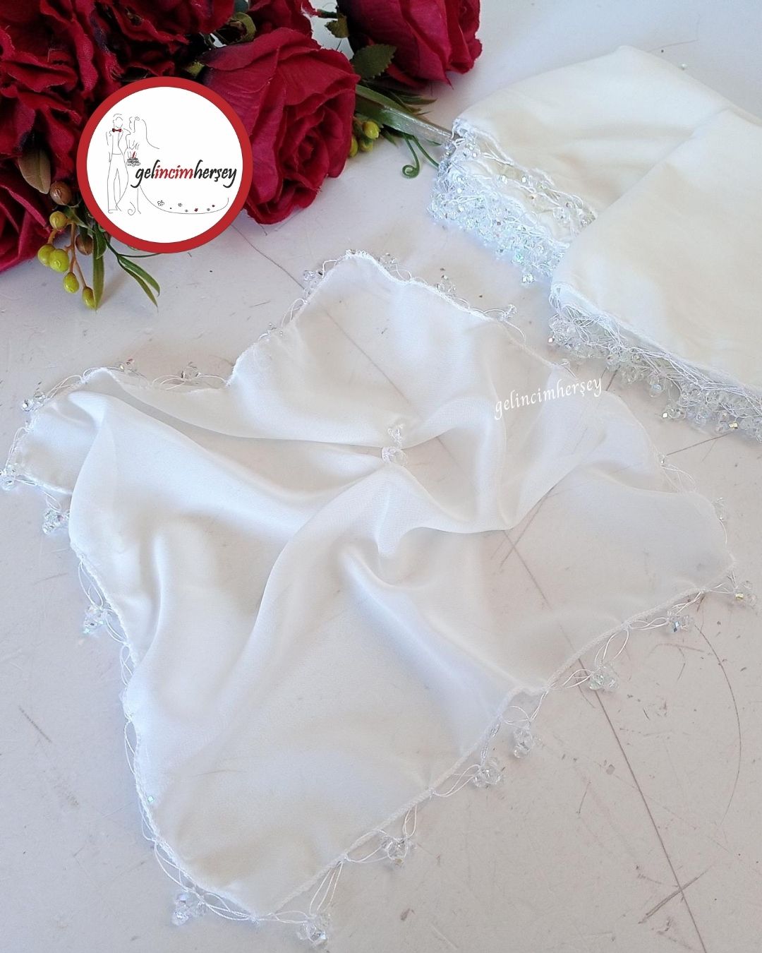 Gelincimhersey Kristal Boncuklu Şifon Halay Mendili 10lu
