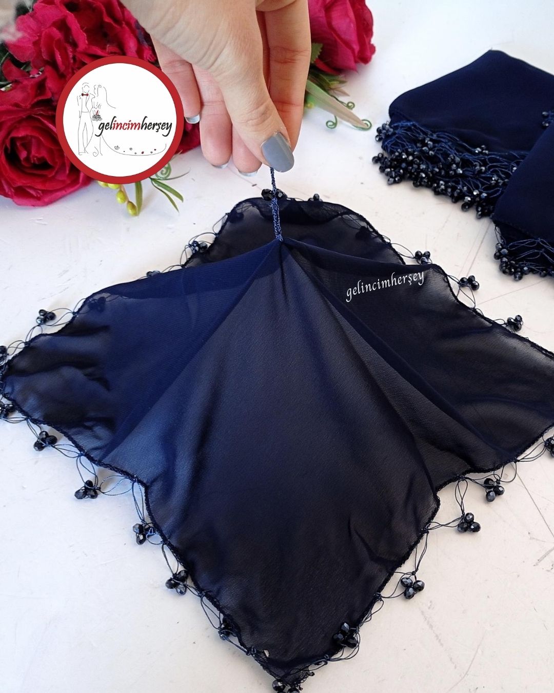 Gelincimhersey Kristal Boncuklu Şifon Halay Mendili 10lu