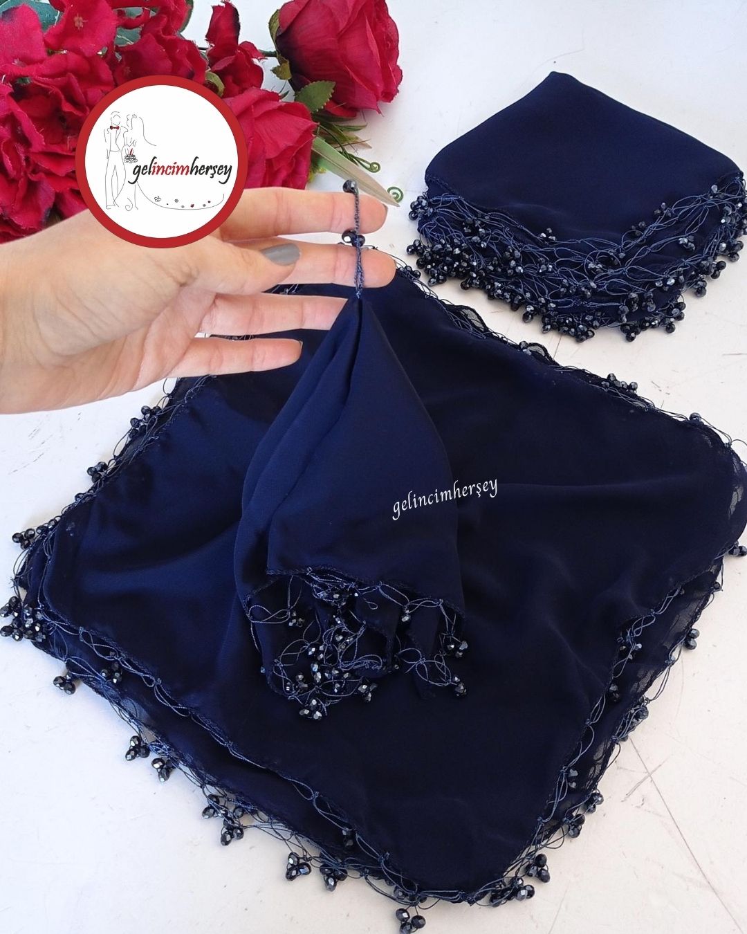 Gelincimhersey Kristal Boncuklu Şifon Halay Mendili 10lu