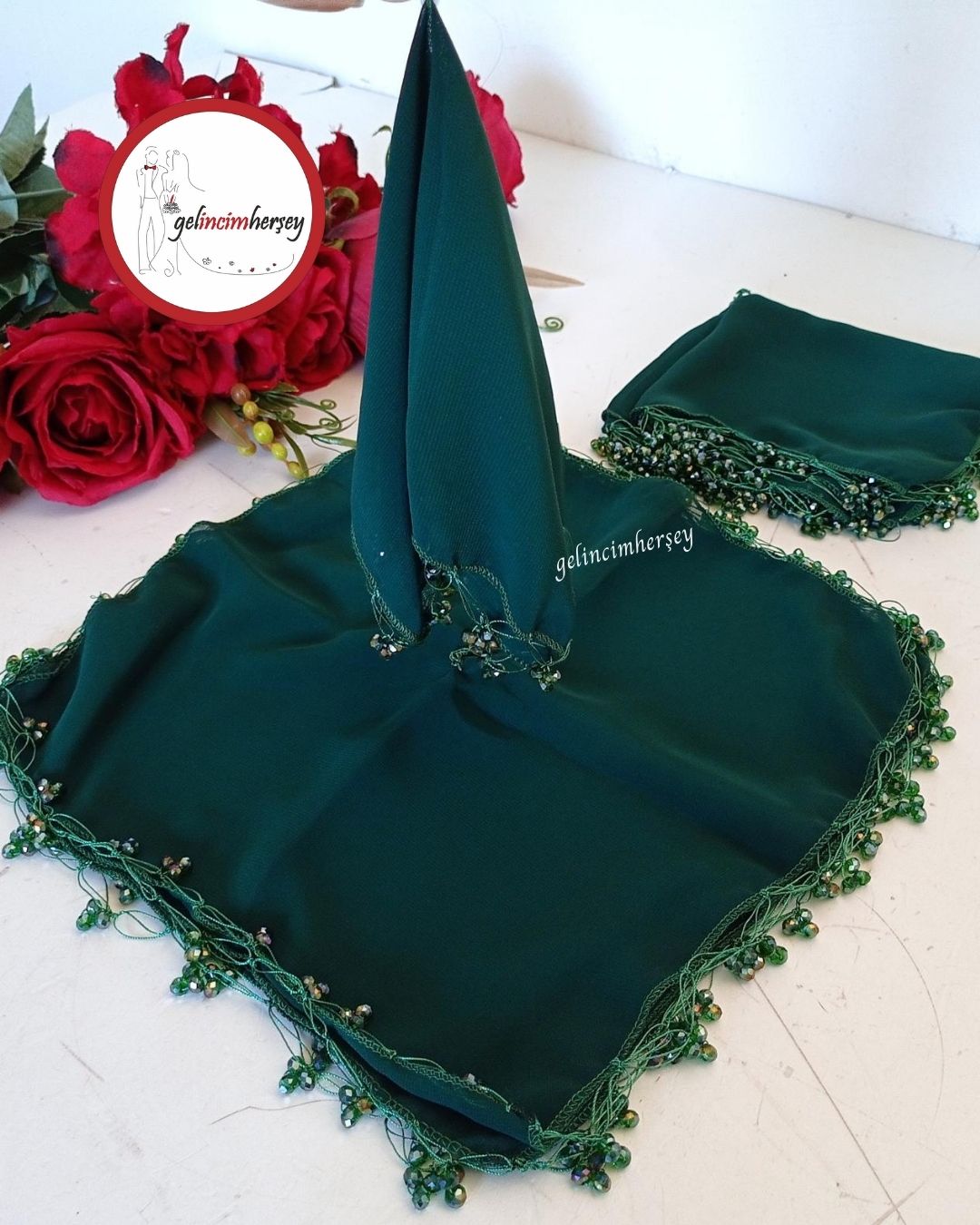 Gelincimhersey Kristal Boncuklu Şifon Halay Mendili 10lu