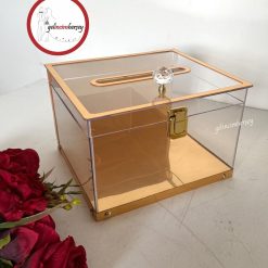 Gelincimherşey Kristal Kulplu Gold Şeffaf Para ve Takı Kutusu