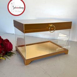 Gelincimherşey Gold Çerçeveli Kulplu Dekoratif Şeffaf Pleksi Çeyiz Kutusu