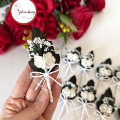 Gelincimherşey 10'lu Kağıt Çiçekli Cipsolu Şık Sade Kırık Beyaz Yaka Çiçeği