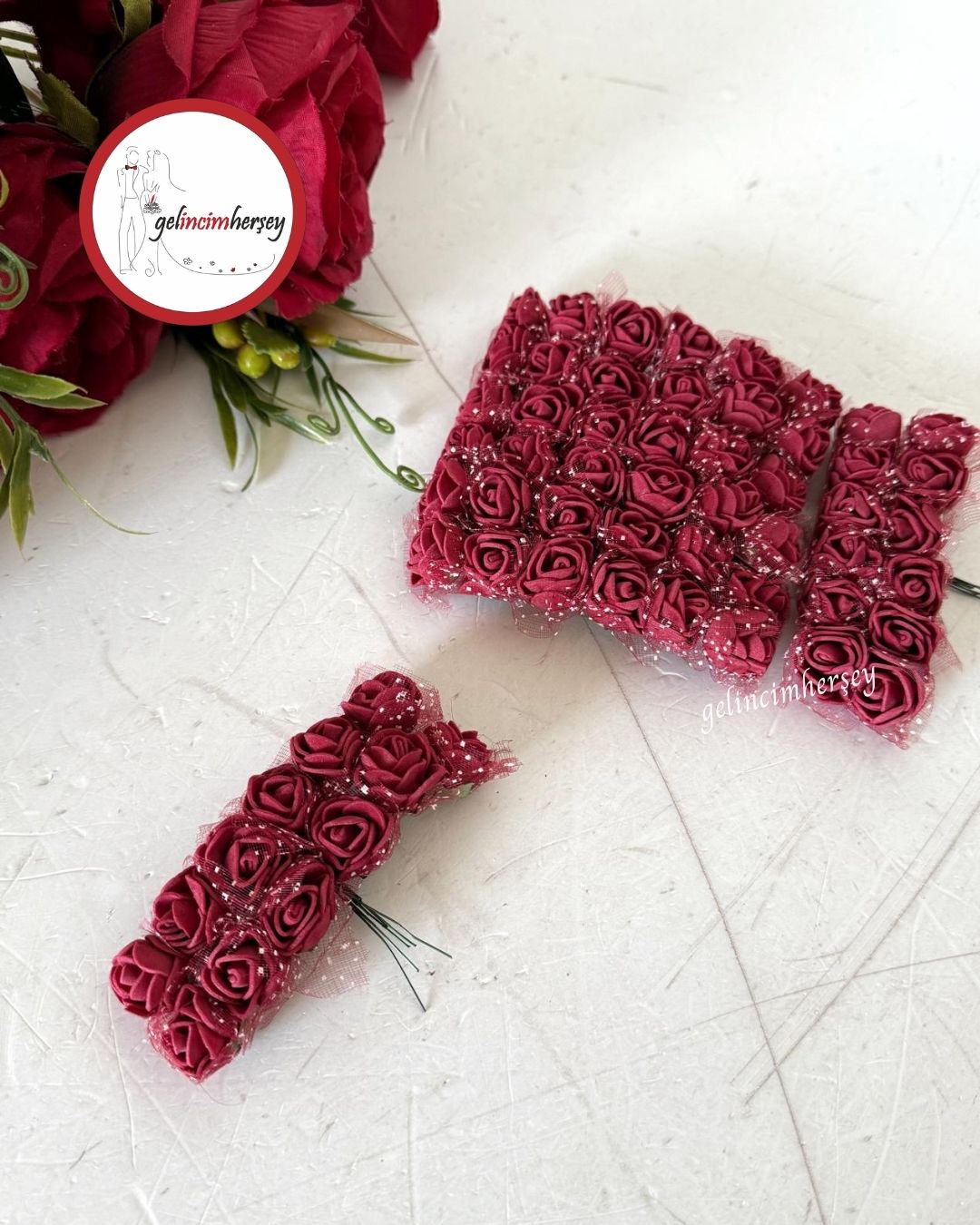 Gelincimherşey60'lıTüllüLateksÇiçekBordo