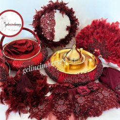 Gelincimherşey Bordo Hürrem VIP Boncuk Dantelli Kına Seti