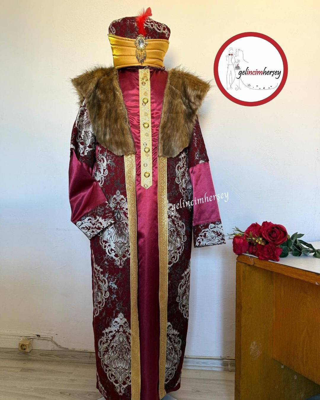 GelincimherşeyBordoProfesyonelKaliteOsmanlıDönemiPadişahKostümü1