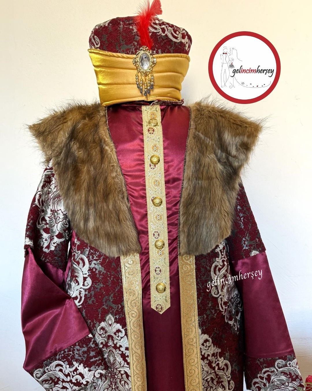 GelincimherşeyBordoProfesyonelKaliteOsmanlıDönemiPadişahKostümü2