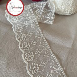 Gelincimherşey Çiçek Kalp Krem Dantel Tül Güpür 6.5 cm 4 metre
