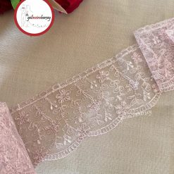Gelincimherşey Çıtır Çiçekli Pudra Pembe Dantel Tül Güpür 8 cm 4 Metre