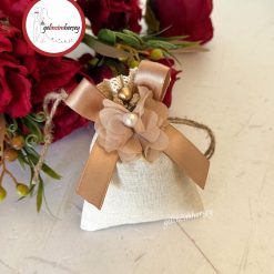 Gelincimherşey Dantelli Keten Süslemeli Lavanta Kesesi - BEJ