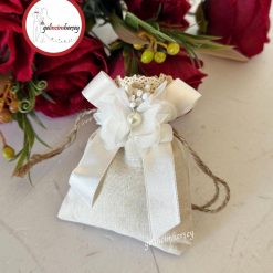 Gelincimherşey Dantelli Keten Süslemeli Lavanta Kesesi - EKRU