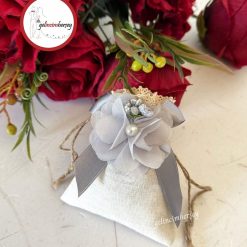 Gelincimherşey Dantelli Keten Süslemeli Lavanta Kesesi - GRİ