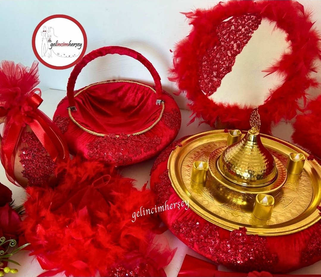 GelincimherşeyKırmızıHürremVIPBoncukDantelliKınaSeti