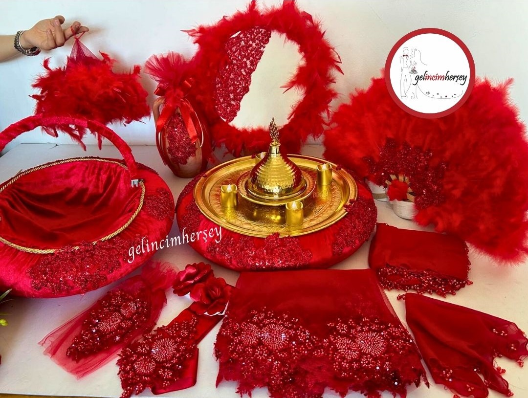 GelincimherşeyKırmızıHürremVIPBoncukDantelliKınaSeti3