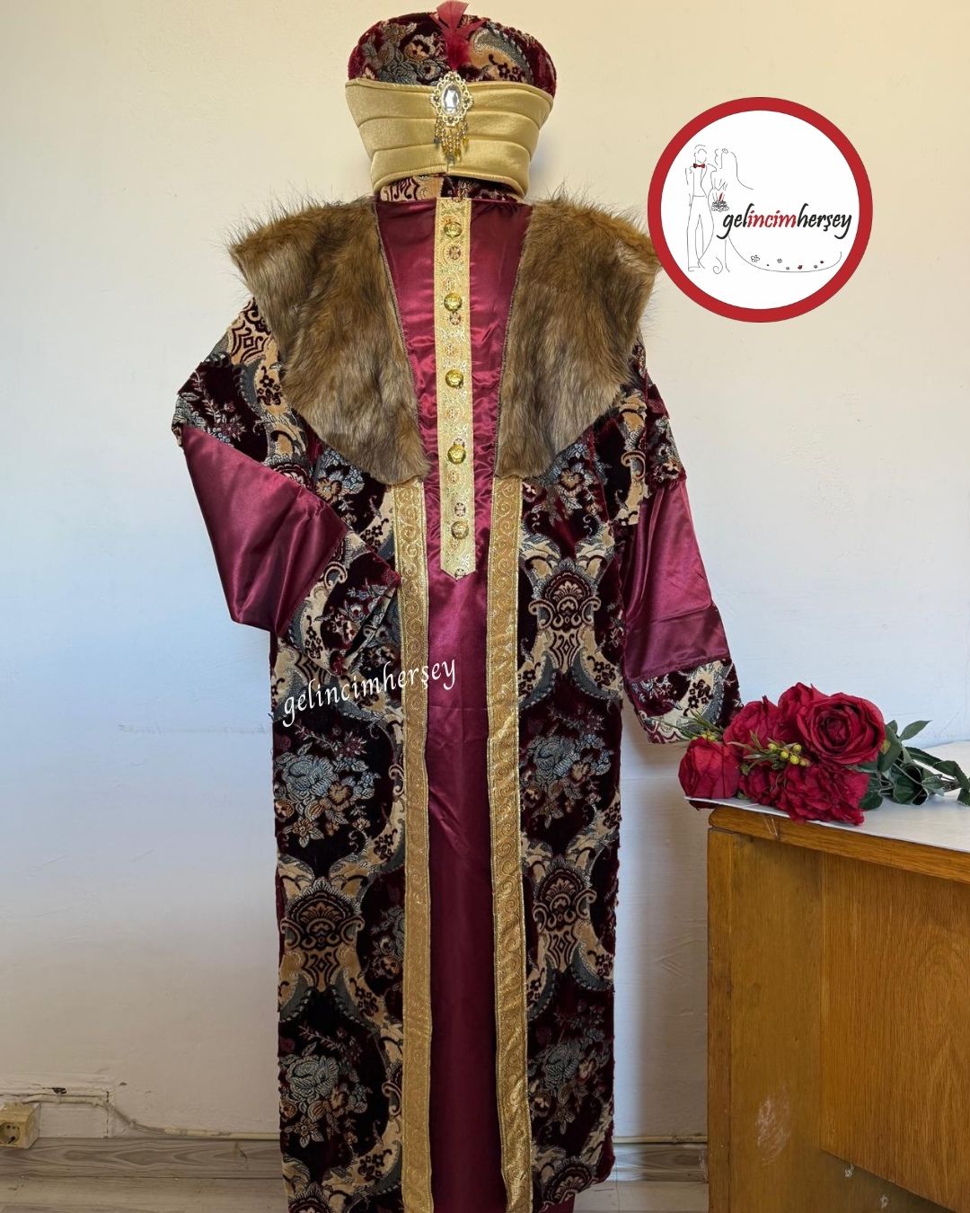 GelincimherşeyKoyuBordoProfesyonelKaliteOsmanlıDönemiPadişahKostümü