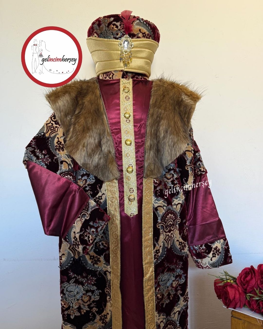 GelincimherşeyKoyuBordoProfesyonelKaliteOsmanlıDönemiPadişahKostümü1