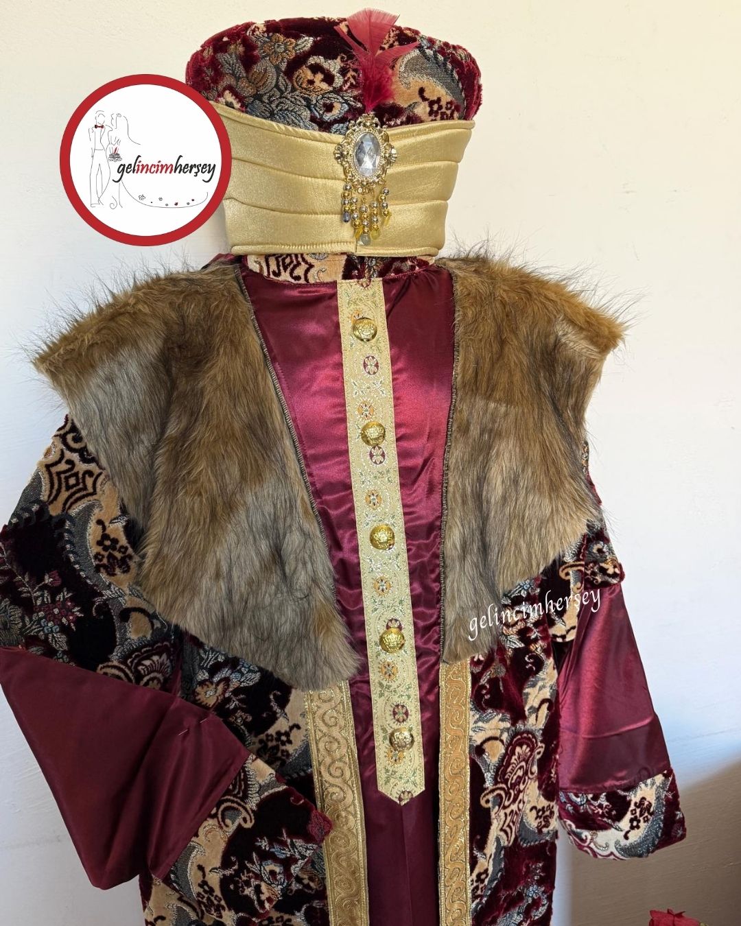 GelincimherşeyKoyuBordoProfesyonelKaliteOsmanlıDönemiPadişahKostümü2