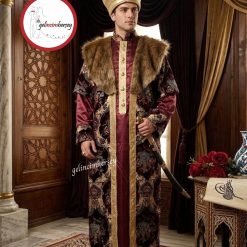 Gelincimherşey Koyu Bordo Profesyonel Osmanlı Dönemi Padişah Kostümü