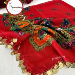 Gelincimherşey Mardin Yöresel El İşi Yazma Tülbent - KIRMIZI