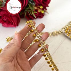 Gelincimherşey Taşlı Boncuk Görünümlü Dekoratif Şerit 1.5 cm 3 Metre