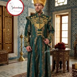 Gelincimherşey Turkuaz Yeşil Profesyonel Kalite Osmanlı Dönemi Sadrazam Lala Kostümü