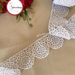 Gelincimherşey Yuvarlak Beyaz Dantel Güpür 5.5 cm 4.5 Metre
