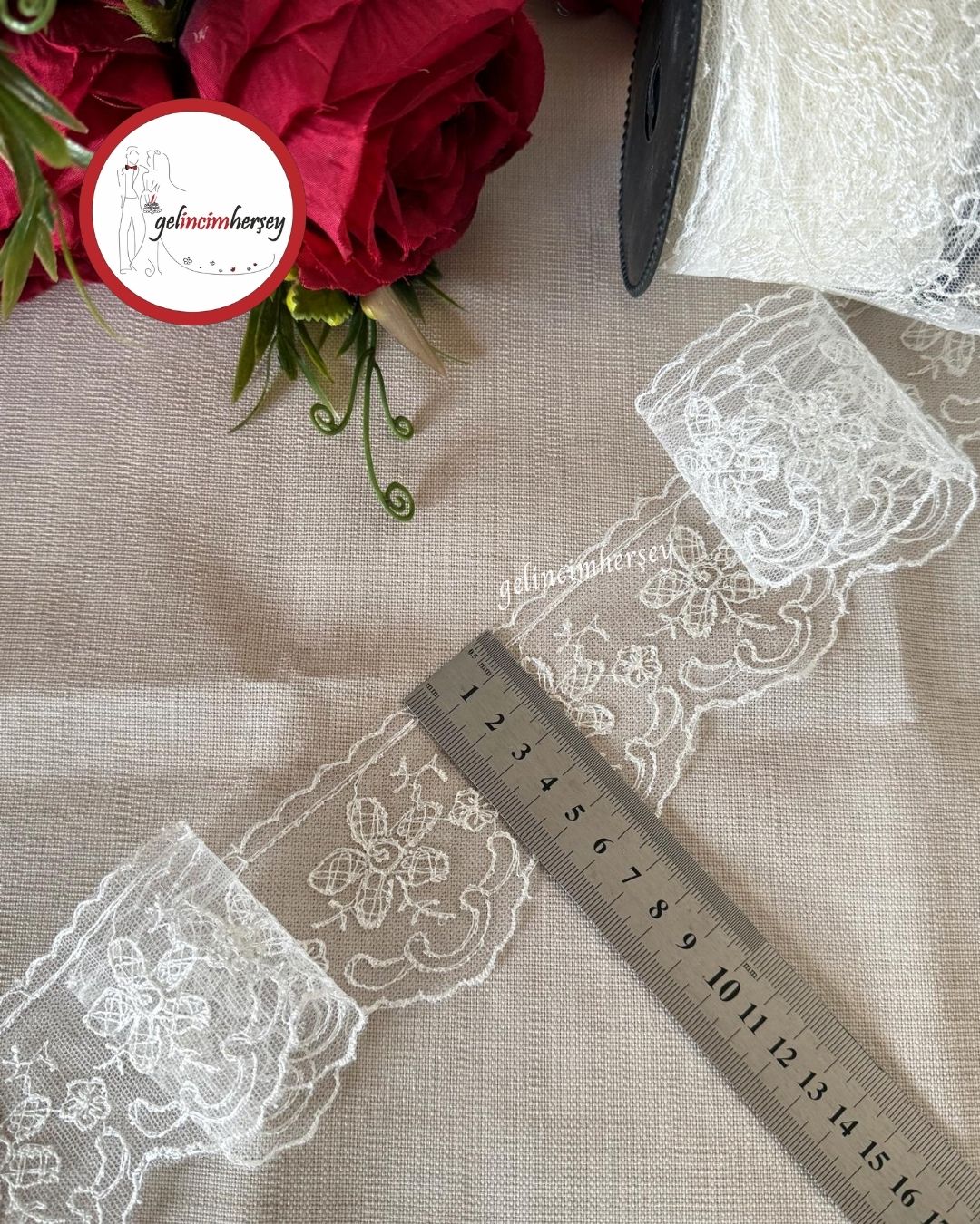 GelincimherşeyZambakKremDantelTülGüpür6cm4mt2