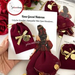 Gelincimherşey 10’lu Keseli Kına ve Halay Mendil Kına Hatırası - BORDO