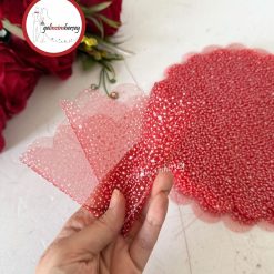 Gelincimherşey 20'li Karlı Dilimli Kesilmiş Organze Tül - 22 cm, KIRMIZI