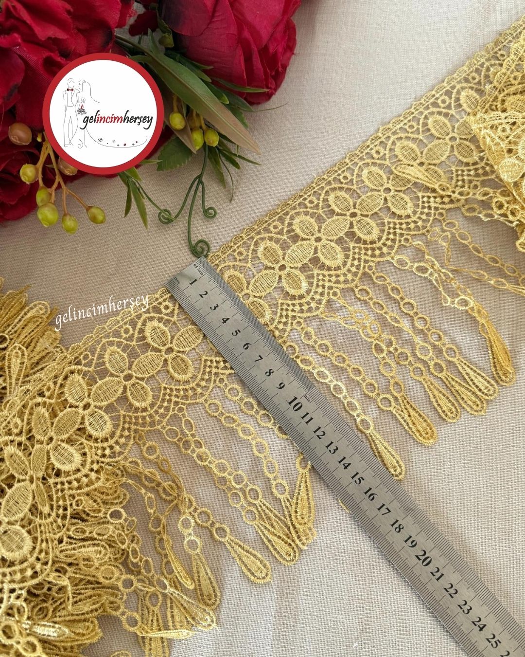 GelincimherşeyHardalSaçakDantelGüpür16cm4metre1
