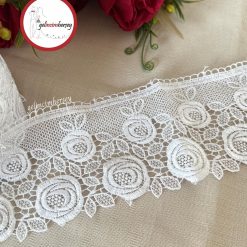 Gelincimherşey Beyaz Gül Model Dantel Güpür 10 cm 2 Metre
