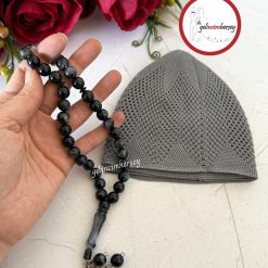 Gelincimherşey Çeyiz Bohça için Erkek Takke ve 33’lü Tespih Seti - GRİ