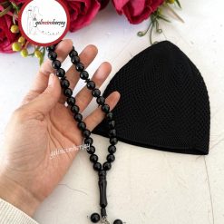 Gelincimherşey Çeyiz Bohça için Erkek Takke ve 33’lü Tespih Seti - SİYAH