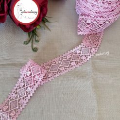 Gelincimherşey Geometrik Desen Ara Model Dantel Güpür 4 cm 4.5 Metre - PEMBE