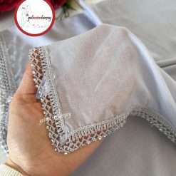 Gelincimherşey İğne Oyası Boncuklu Yazma Tülbent - GRİ
