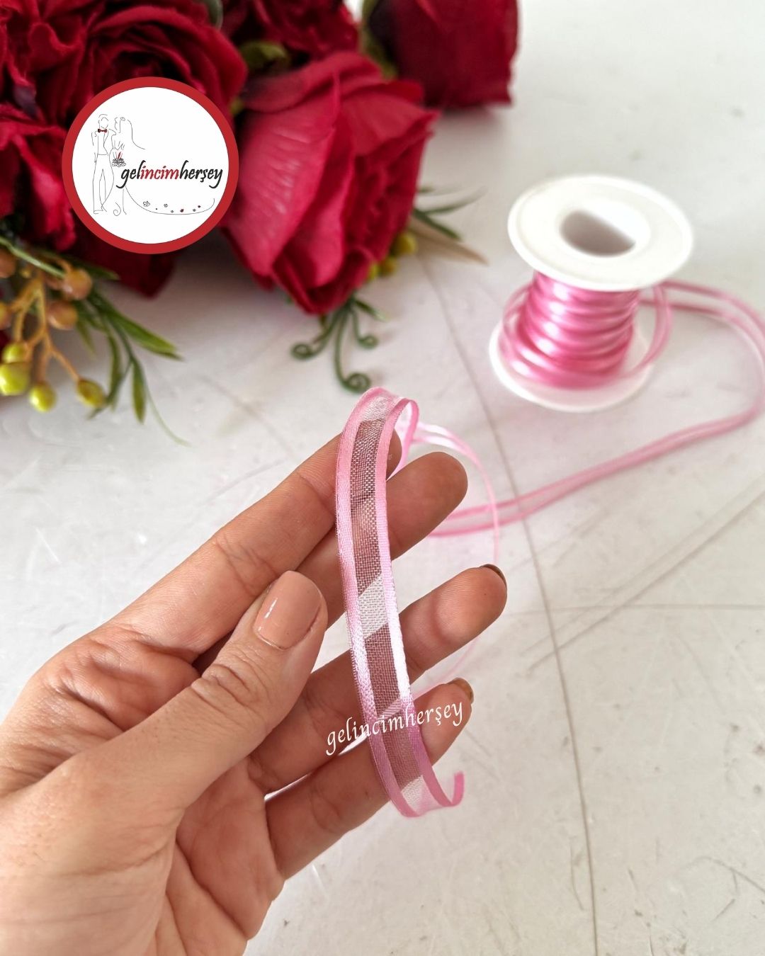 GelincimherşeyOrganzeBiyeliKurdele10mm5mtPembe2