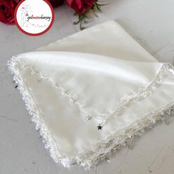 Gelincimherşey Şeffaf Boncuk Payet Yıldız El İşlemeli Ekru Yazma Tülbent