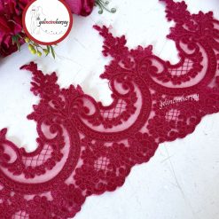 Gelincimherşey Bordo Akik Taç Fransız Dantel Güpür 28 cm 1 Metre