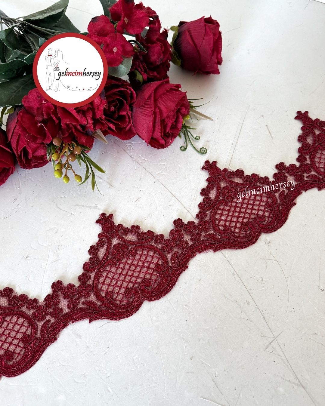 GelincimherşeyAlestaKafesFransızGüpür13cm1metreBordo
