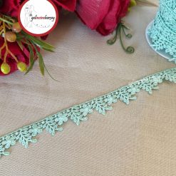 Gelincimherşey Çiçekli Nil Yeşili Dantel Güpür 2 cm 4.5 Metre