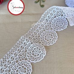 Gelincimherşey Geniş Yuvarlak Beyaz Dantel Güpür 8 cm 4.5 Metre