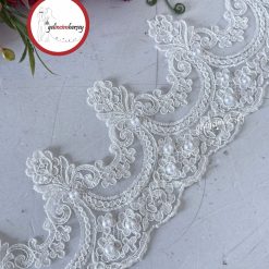 Gelincimherşey Ekru İncili Sarmaşık Fransız Dantel Güpür 12.5 cm 1 Metre