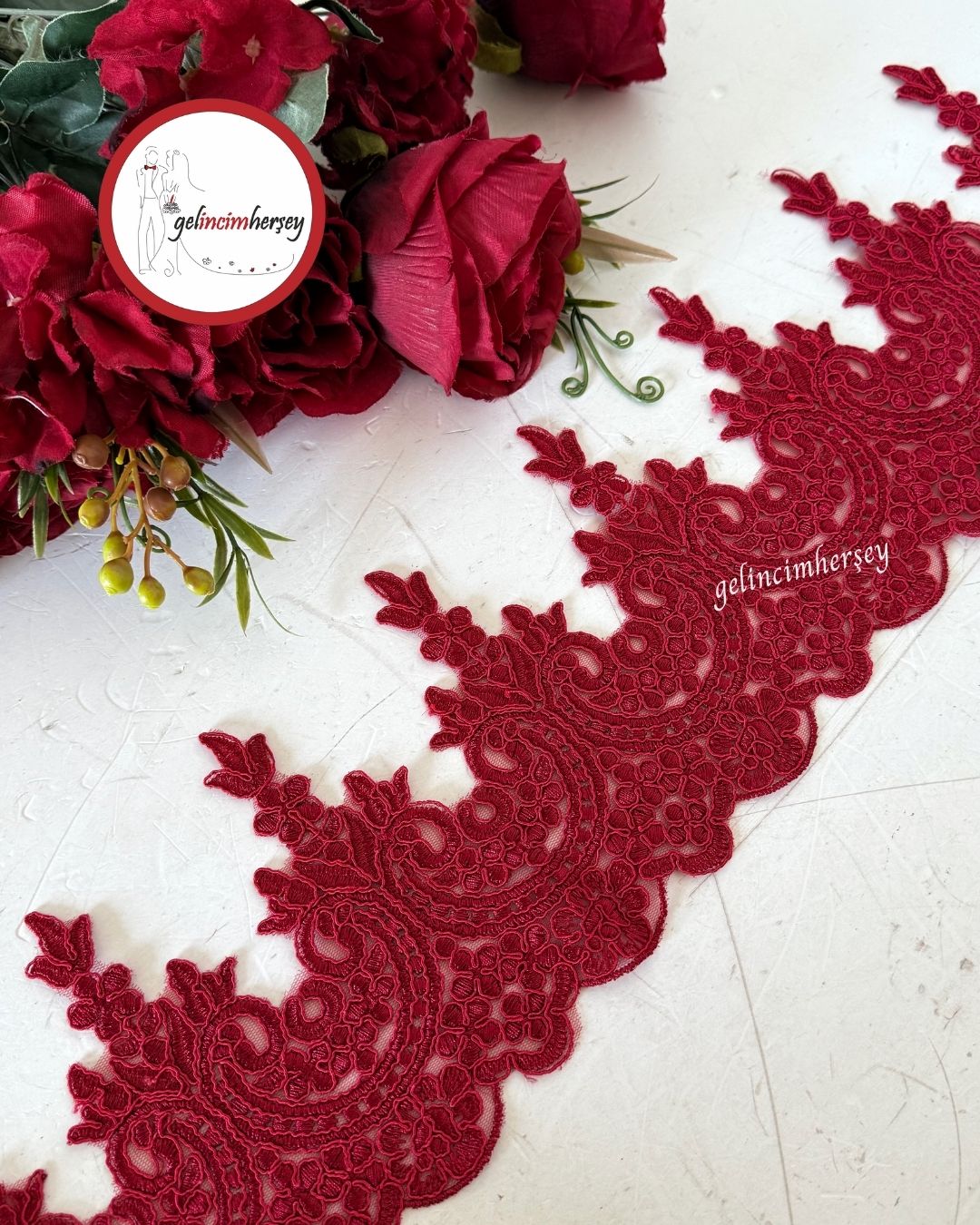 GelincimherşeyLalHanımeliFransızGüpür13cm1metreBordo
