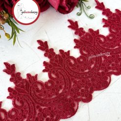 Gelincimherşey Bordo Lal Hanımeli Fransız Dantel Güpür 13 cm 1 Metre