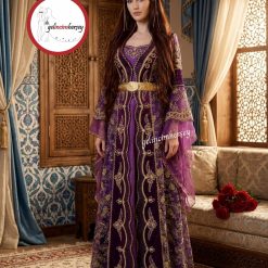 Gelincimherşey Mor İşlemeli Mihrimah Model Kaftan Bindallı 36 Beden