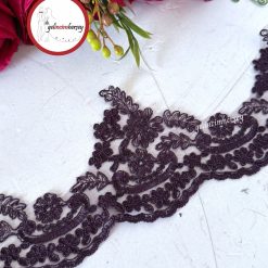 Gelincimherşey Mürdüm Safir Fransız Dantel Güpür 12.5 cm 1 Metre